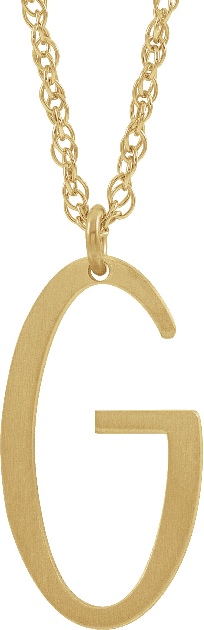 14K Yellow Block Initial G 16-18" Necklace with Brush Finish