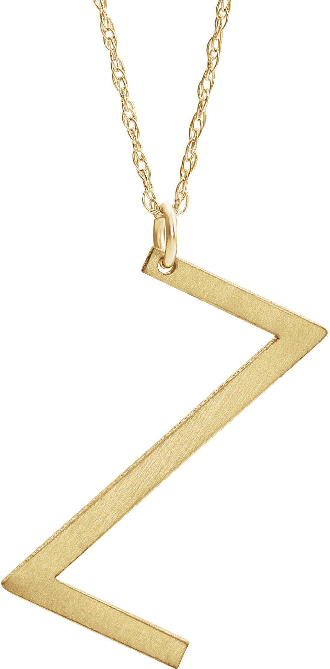 14K Yellow Gold-Plated Sterling Silver Block Initial Z 16-18" Necklace with Brush Finish