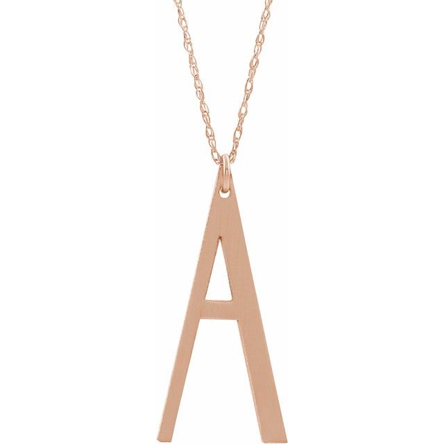 14K Rose Gold-Plated Sterling Silver Block Initial A 16-18