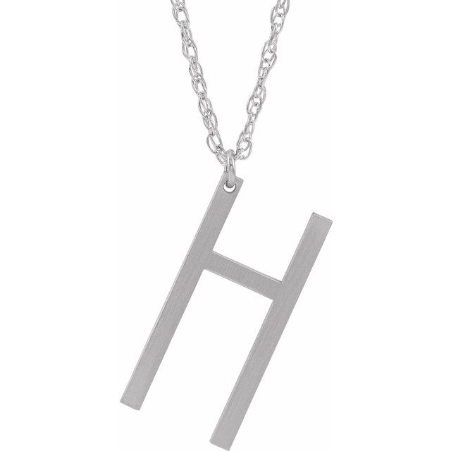 Sterling Silver Block Initial H 16-18