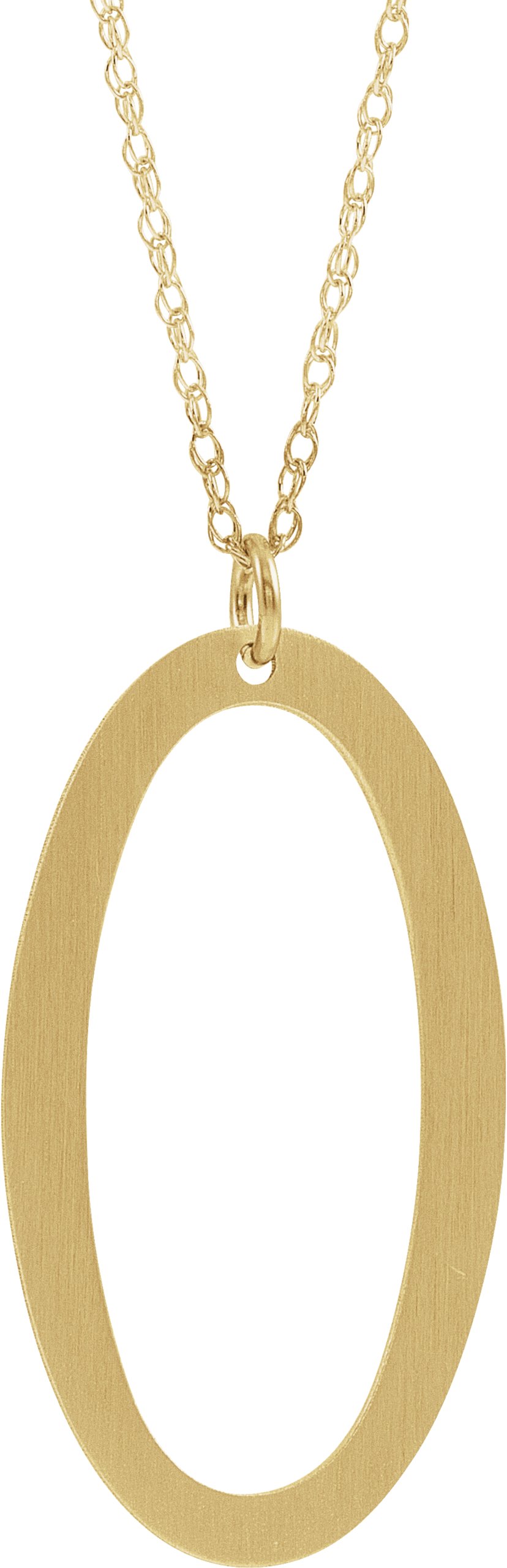 14K Yellow Block Initial O 16-18" Necklace with Brush Finish