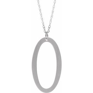 Sterling Silver Block Initial O 16-18" Necklace with Brush Finish