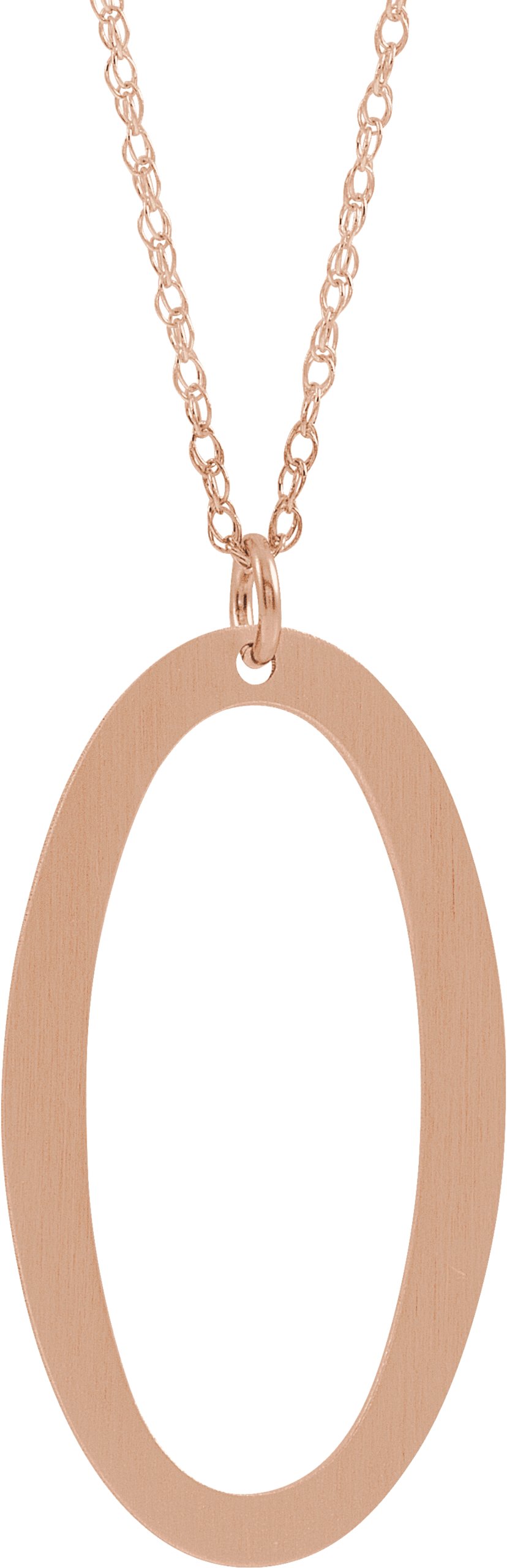 14K Rose Gold-Plated Sterling Silver Block Initial O 16-18" Necklace with Brush Finish