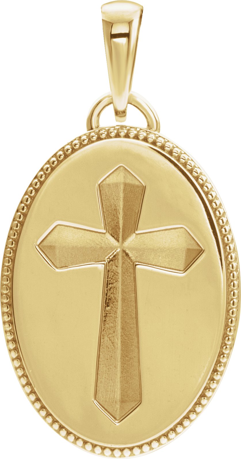 14K Yellow 20.9x13.61 mm Oval Cross Medal