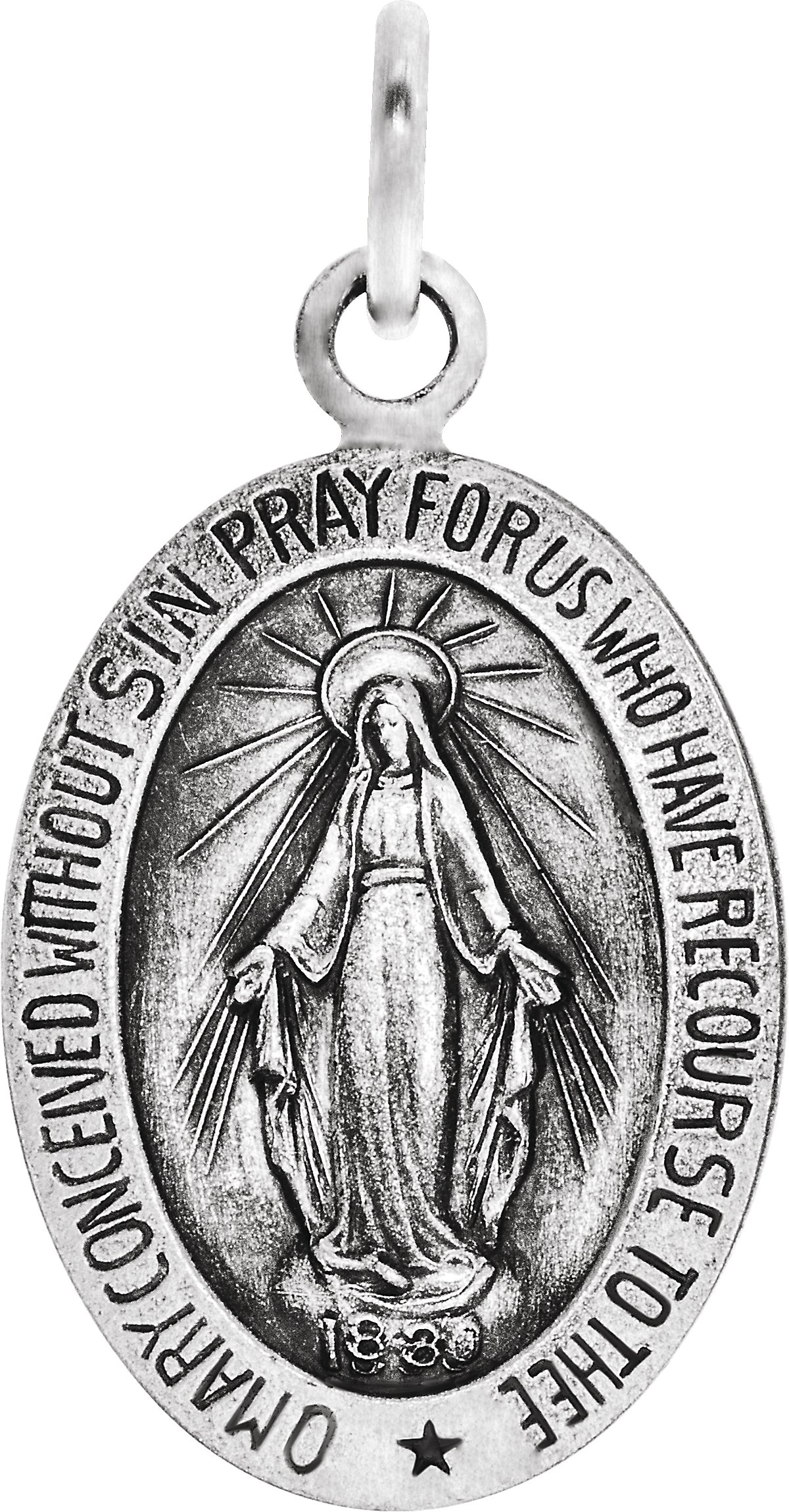 14K White 26x18 mm Oval Miraculous Medal Ref 2062961