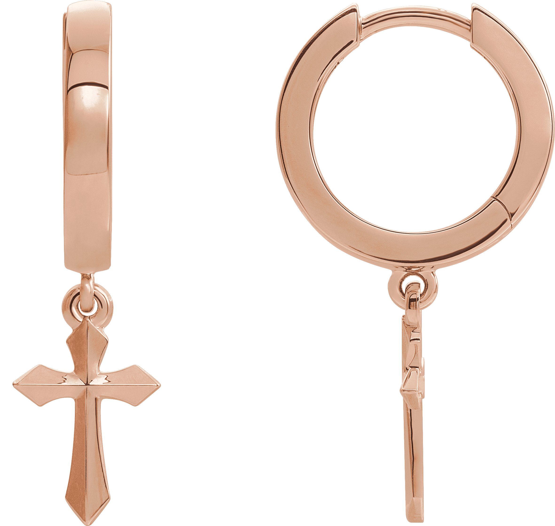 14K Rose Cross Drop Earrings Ref. 16239323