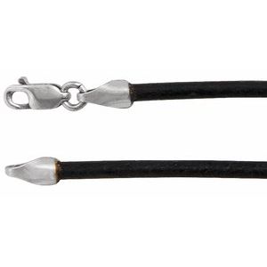 Sterling Silver 2 mm Black Leather 22" Cord 