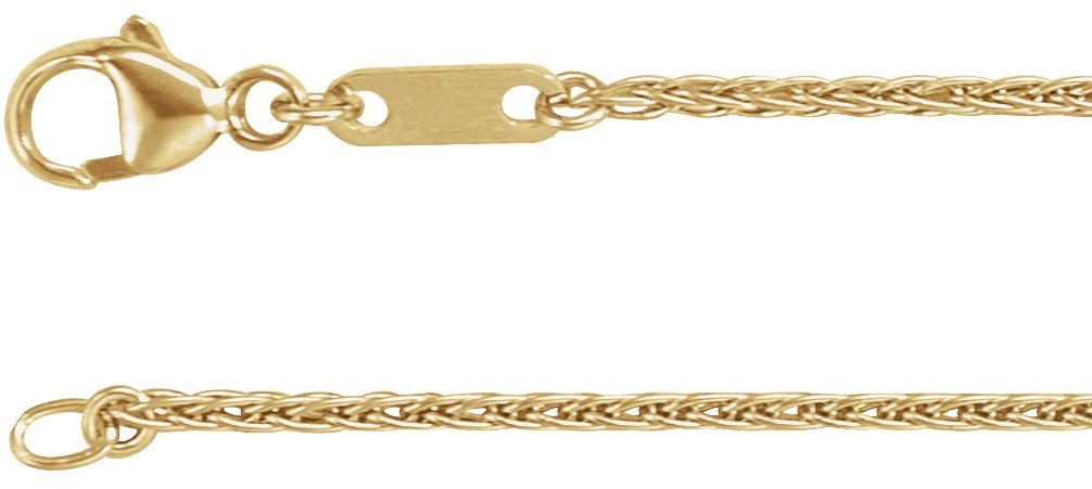 10K Yellow 1.2 mm Wheat 20" Chain