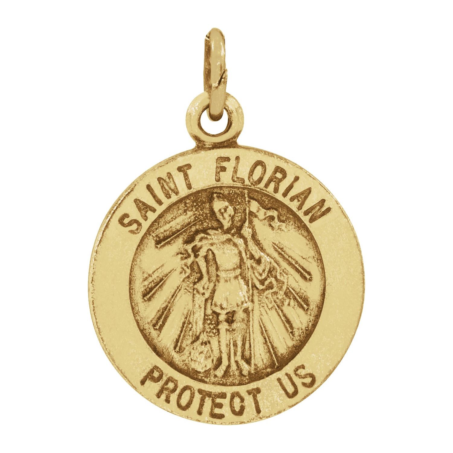 Mia Diamonds 14k Yellow Gold Polished and Satin St Florian Medal Pendant 