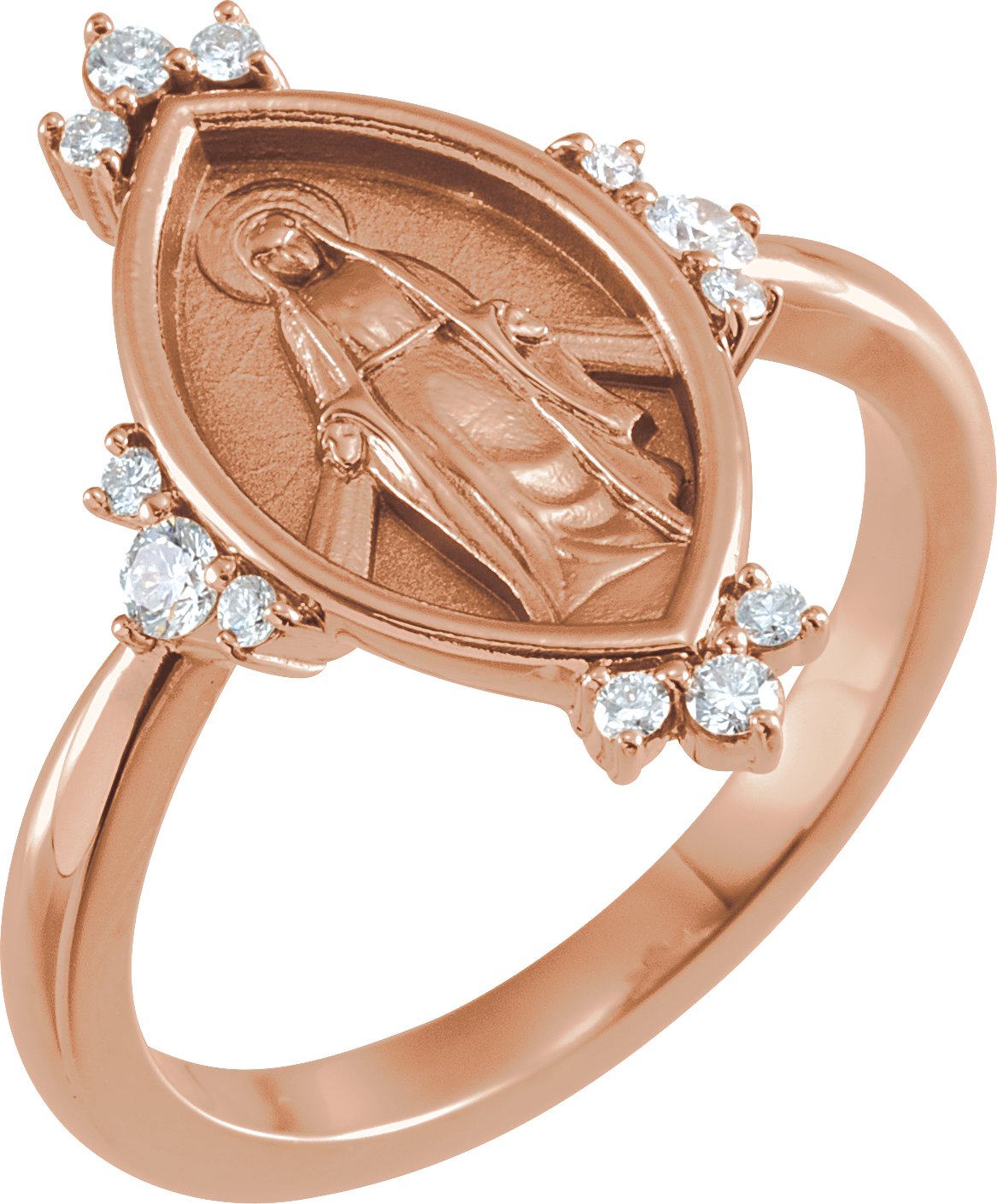 14K Rose 1/5 CTW Natural Diamond Miraculous Medal Ring