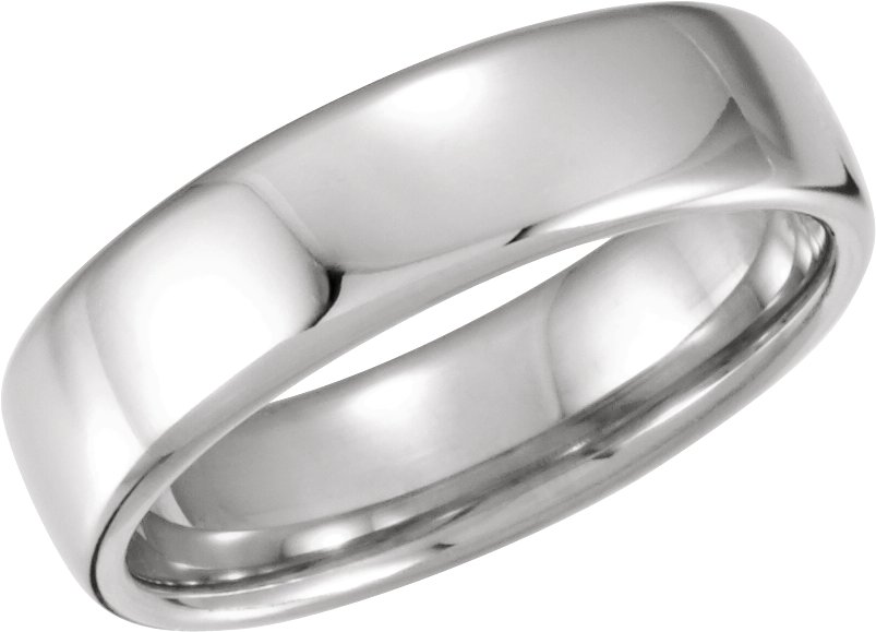 Platinum 6.5 mm European Half Round Band Size 10