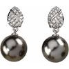 Tahitian Cultured Pearl and Diamond Earrings 12mm .33 CTW Ref 172418