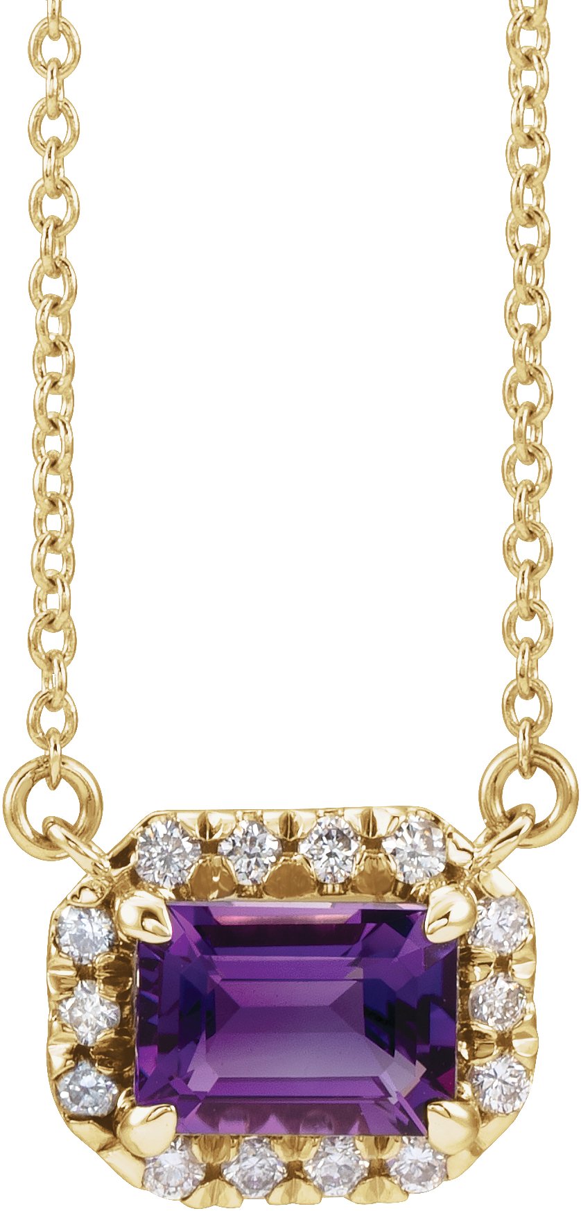 14K Yellow Amethyst & 1/5 CTW Diamond 18"  Necklace