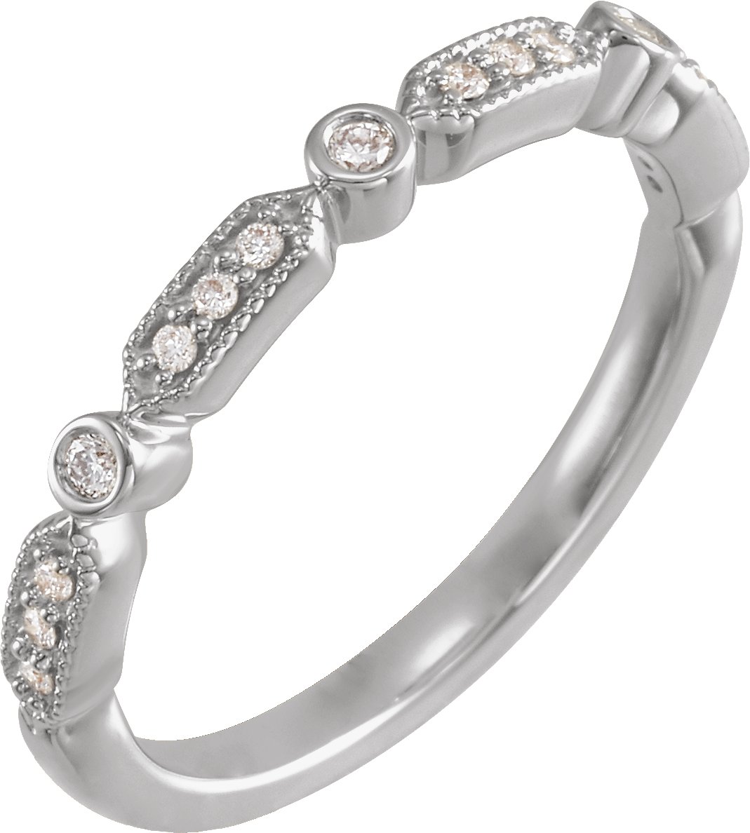 14K White 1/8 CTW Natural Diamond Anniversary Band