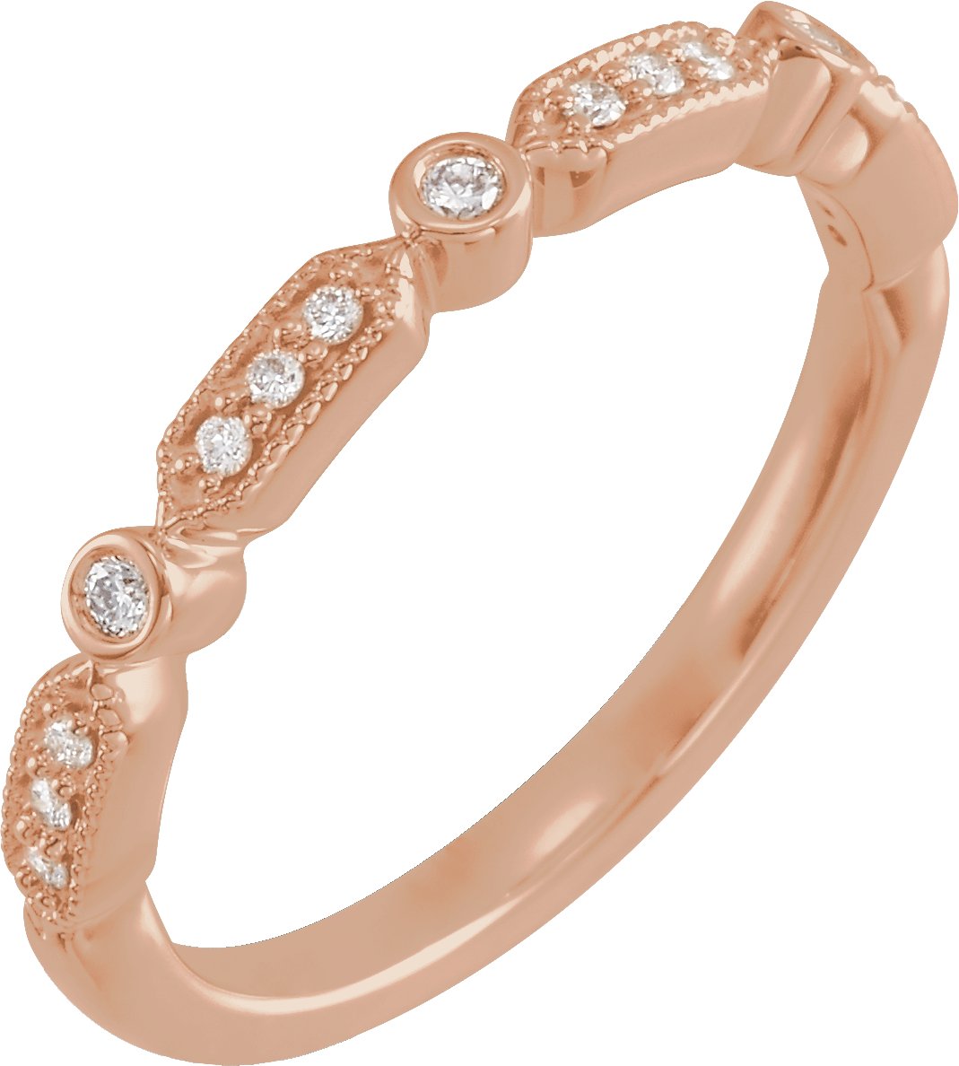 14K Rose 1/8 CTW Natural Diamond Anniversary Band