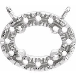 86979 / Necklace Center / Unset / Sterling Silver / 5X3 Mm / 7.5X6.5 Mm / Semi-Polished / French-Set Halo-Style Necklace Center Mounting