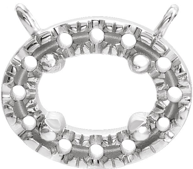86979 / Necklace Center / Unset / Sterling Silver / 5X3 Mm / 7.5X6.5 Mm / Semi-Polished / French-Set Halo-Style Necklace Center Mounting