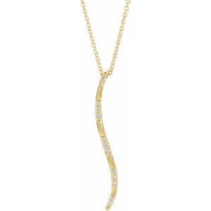 14K Yellow .06 CTW Natural Diamond Bar 16-18" Necklace