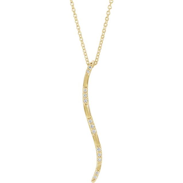 14K Yellow .06 CTW Natural Diamond Bar 16-18" Necklace