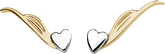 10K Yellow/White Left Heart Ear Climber