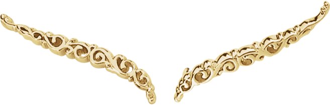 14K White Left Scroll Ear Climber