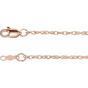 18K Rose 1.5 mm Solid Rope 20" Chain with Lobster Clasp