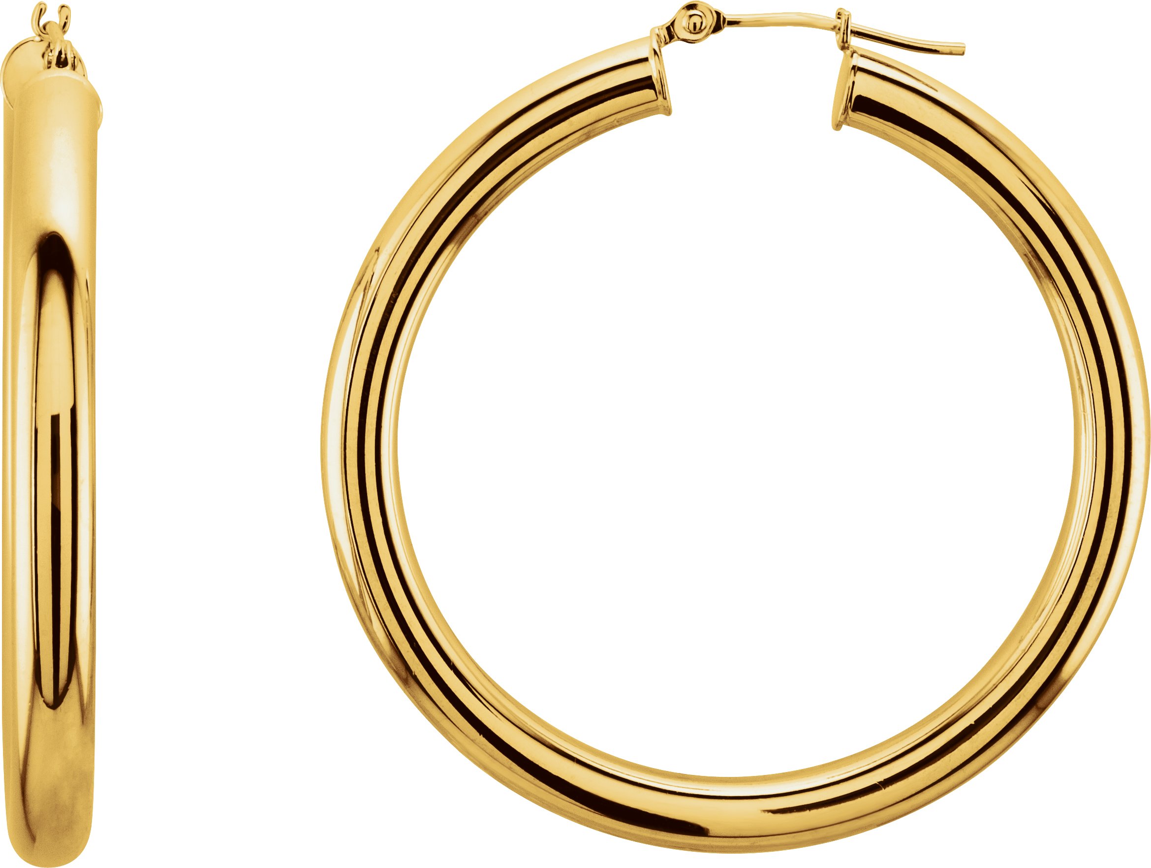 14K Yellow Tube 40 mm Hoop Earrings