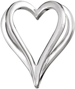 14K White Heart Slide Pendant