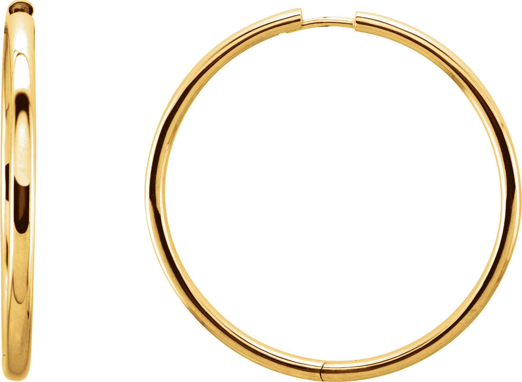 14K Yellow 34 mm Hinged Hoop Earrings