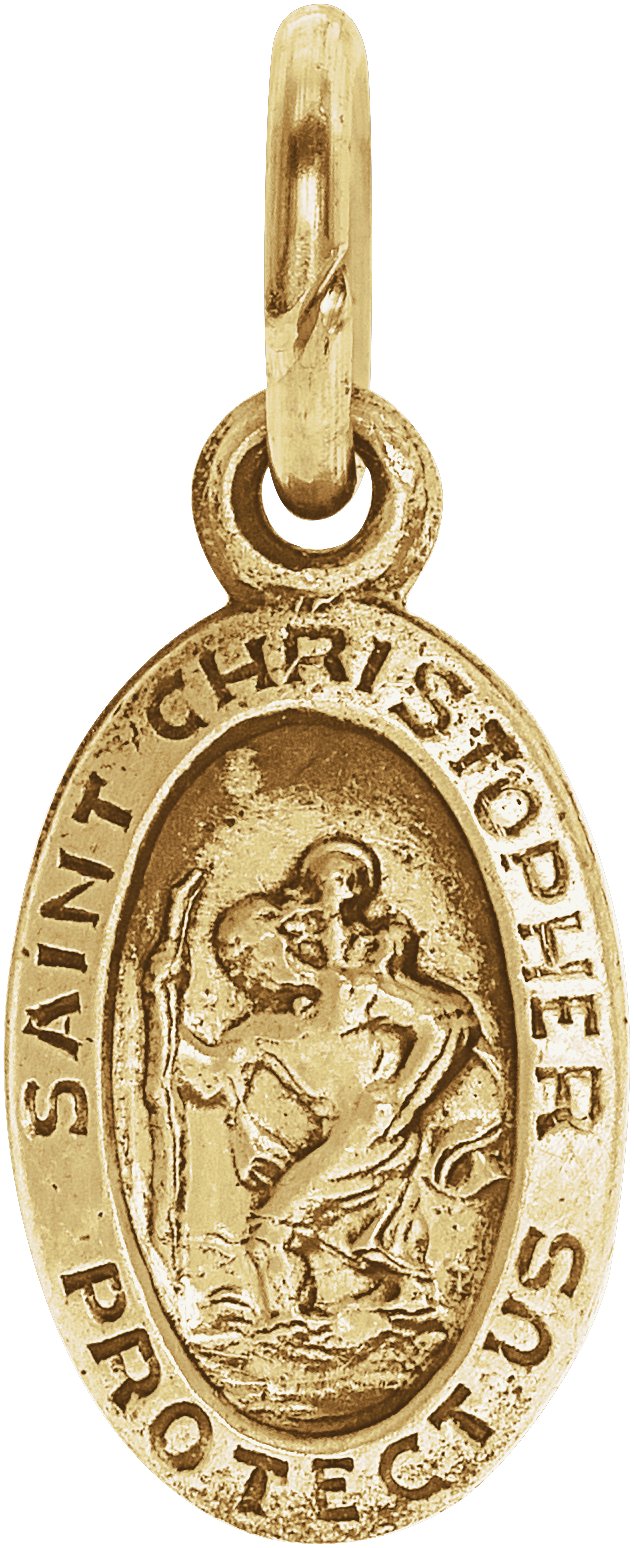 14K Yellow 9x6 mm Oval St. Christopher Medal