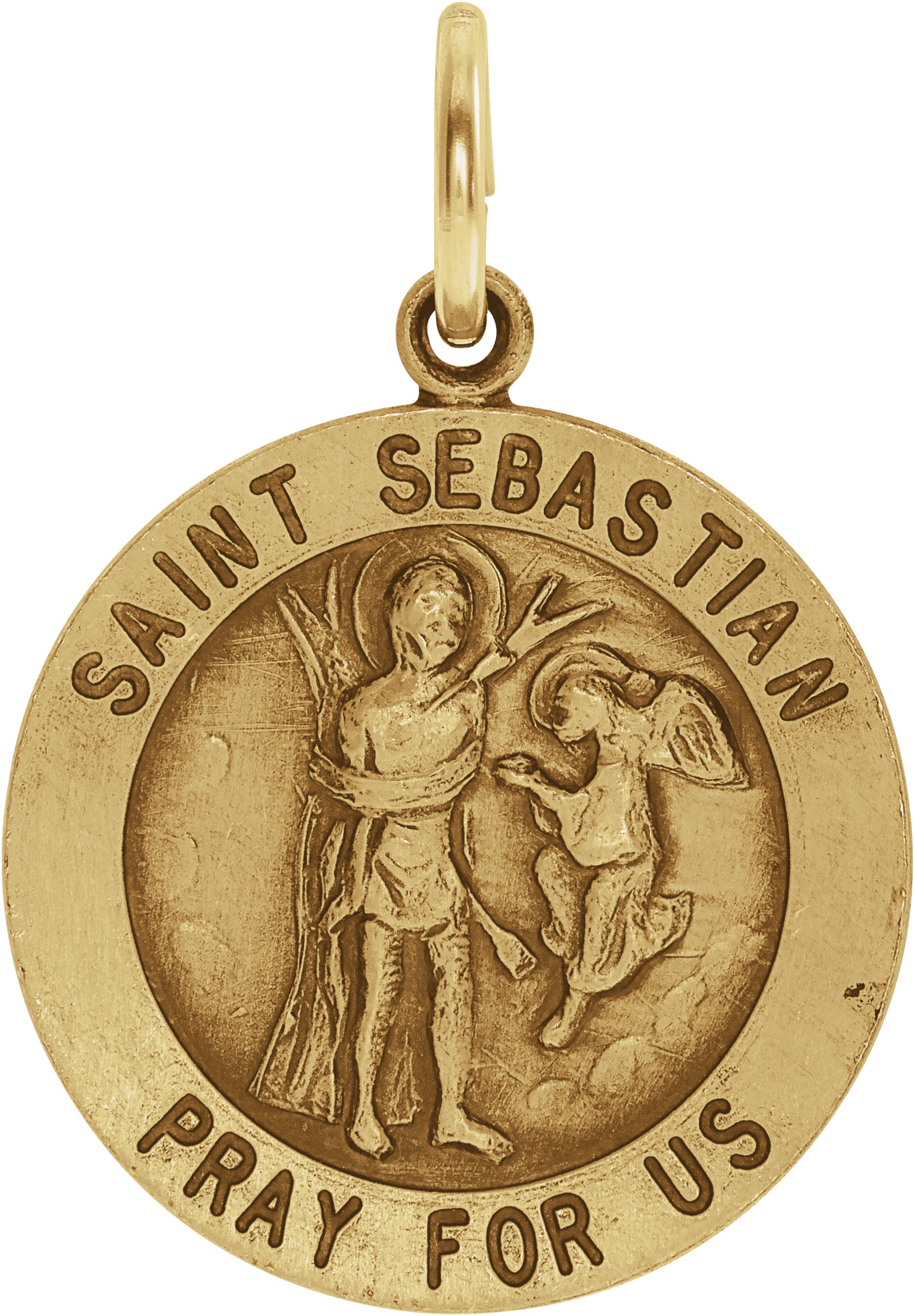 14K Yellow 18 mm Round St. Sebastian Medal