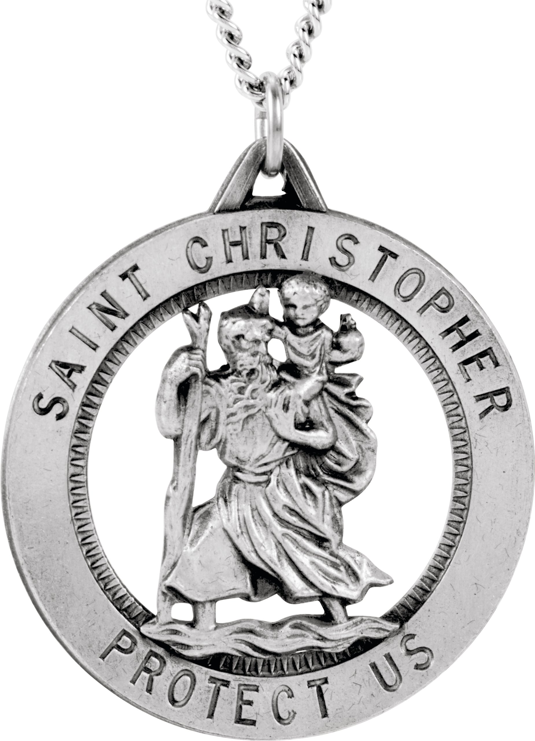 Sterling Silver 25 mm Round St. Christopher Medal 24
