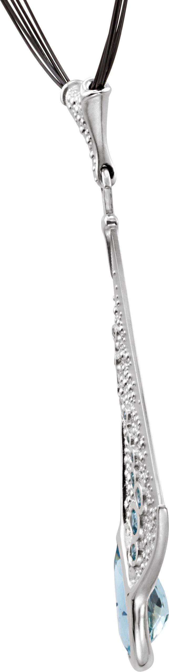 Alternative view of Natural Blue Topaz And Natural Aquamarine Necklace – Platinum