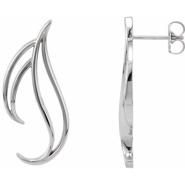 Sterling Silver & 14K White Freeform Earrings 