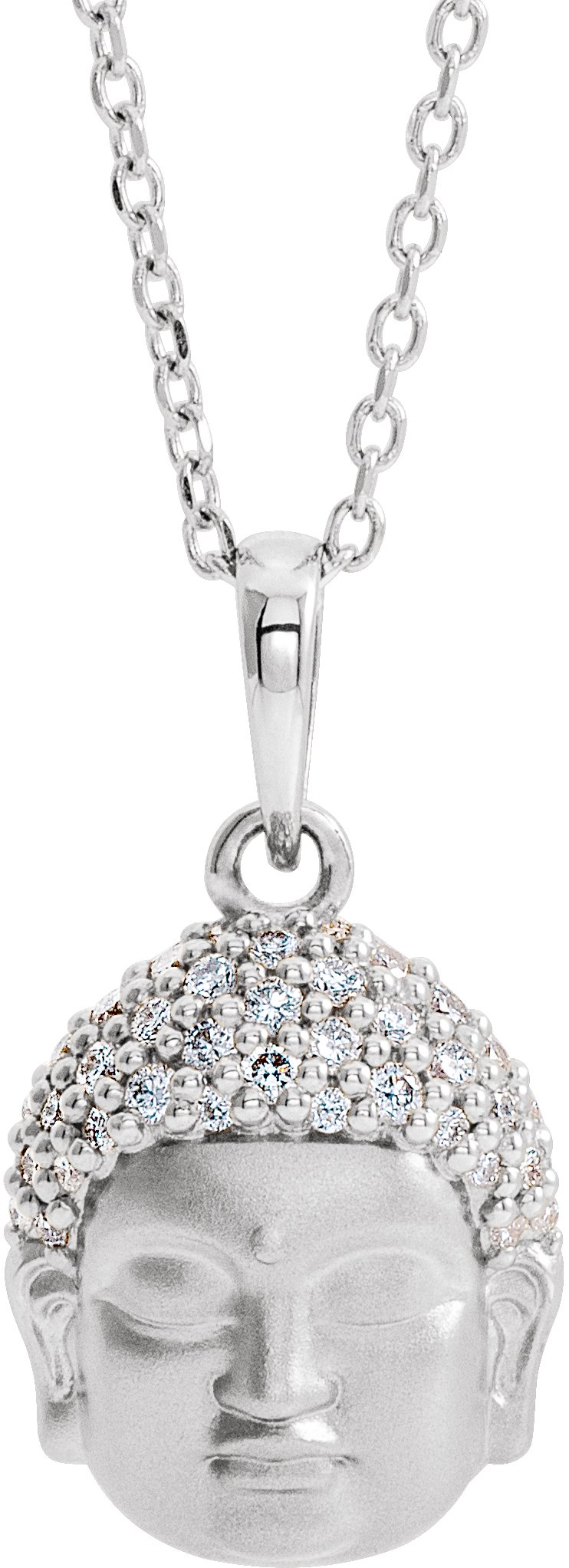 Platinum .125 CTW Diamond Buddha 16 18 inch Necklace Ref. 16242751