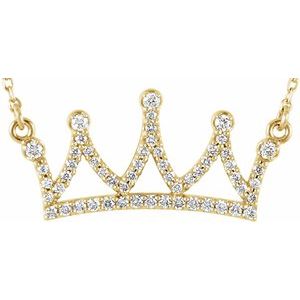 14K Yellow 1/5 CTW Natural Diamond Crown 16" Necklace