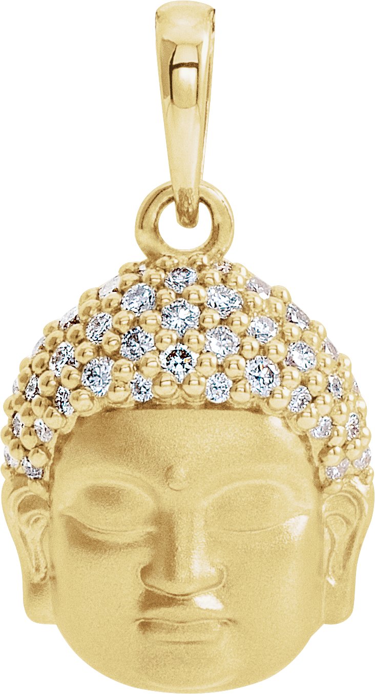 14K Yellow 1/8 CTW Natural Diamond Buddha Pendant