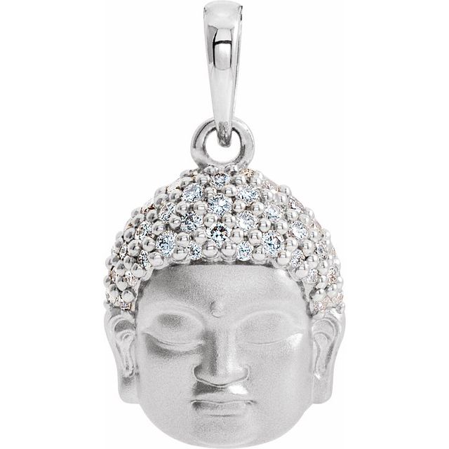Platinum 1/8 CTW Natural Diamond Buddha Pendant