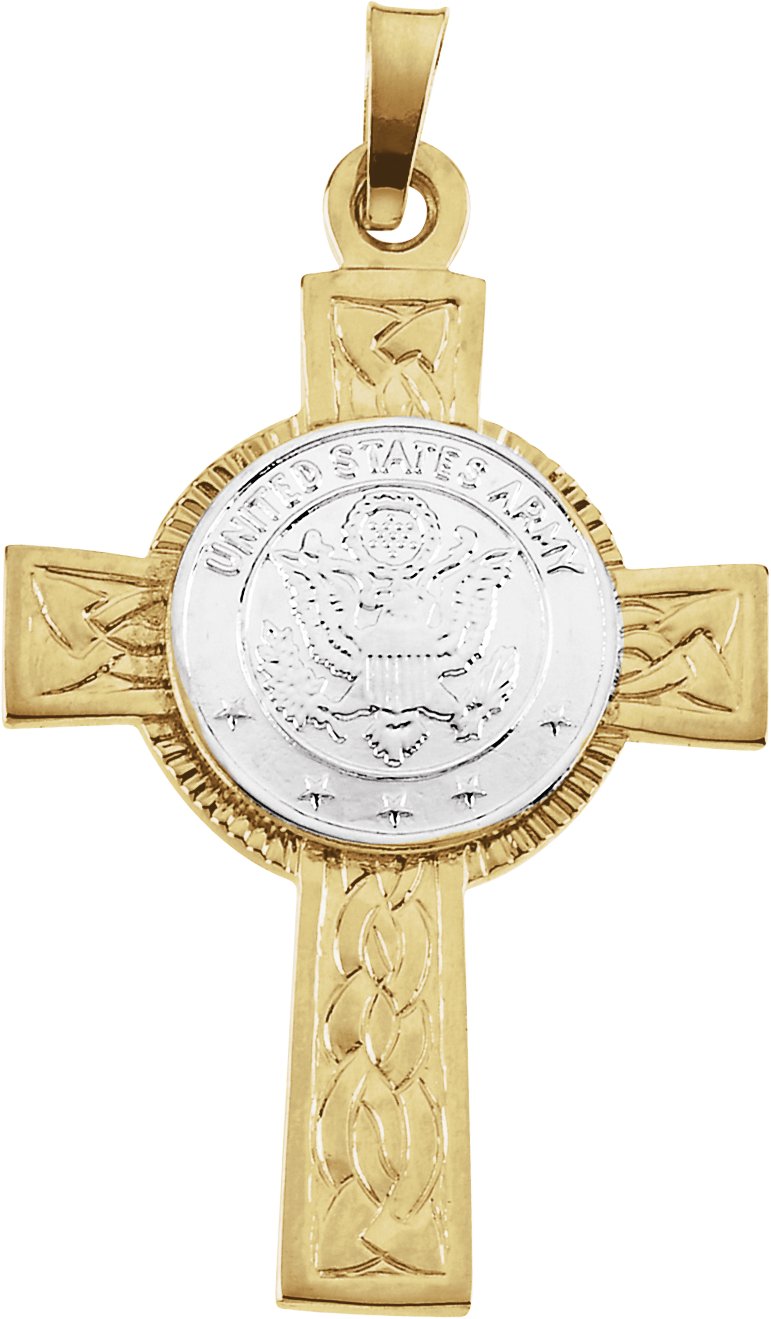 14K Yellow & White U.S. Army Cross Pendant