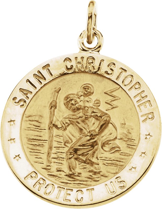 14K Yellow 18 mm St. Christopher Medal