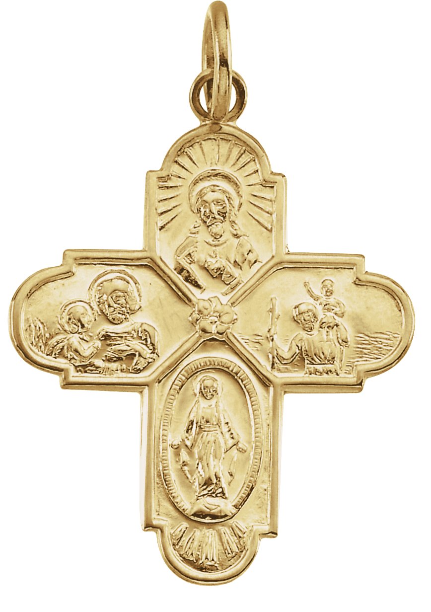 14k gold four store way cross