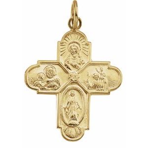 14K Yellow 24.5x21.5 mm Four-Way Cross Medal | Stuller