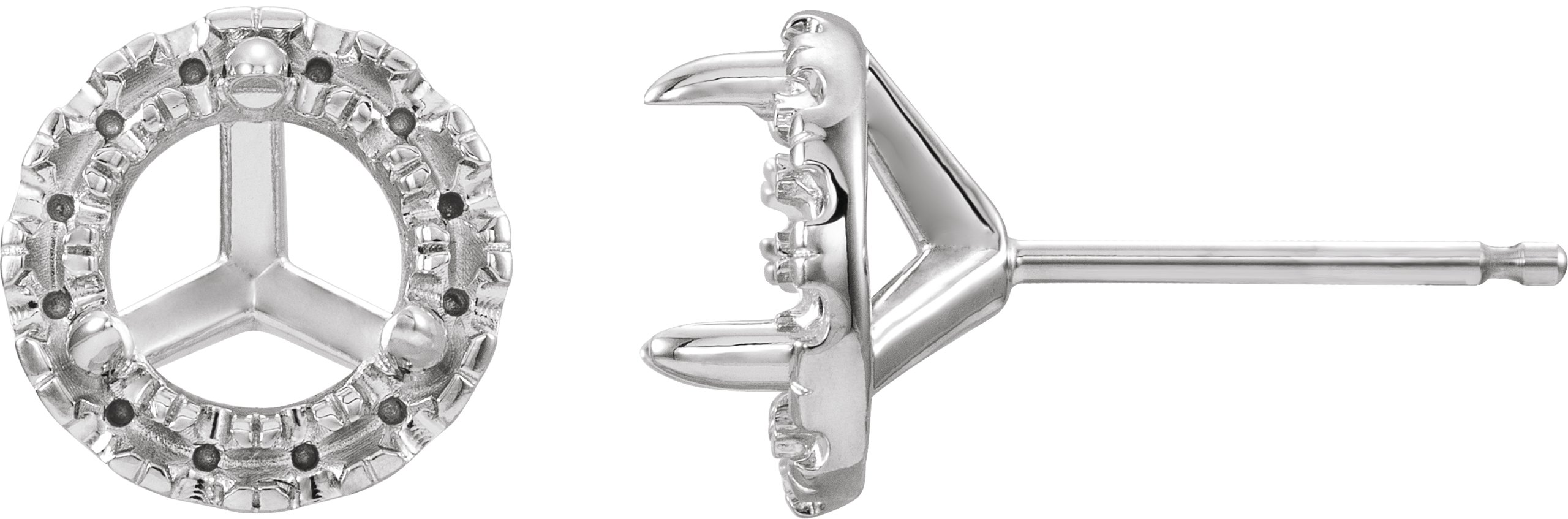 Round French-Set Cocktail-Style Halo-Style Earrings