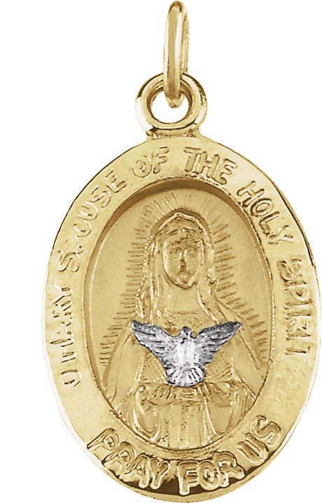 Two Tone Mary Holy Spirit Medal 15 x 11mm Ref 732339