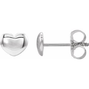 Platinum Youth Puff Heart Earrings