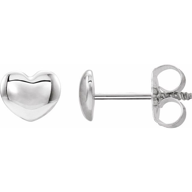 Platinum Youth Puff Heart Earrings