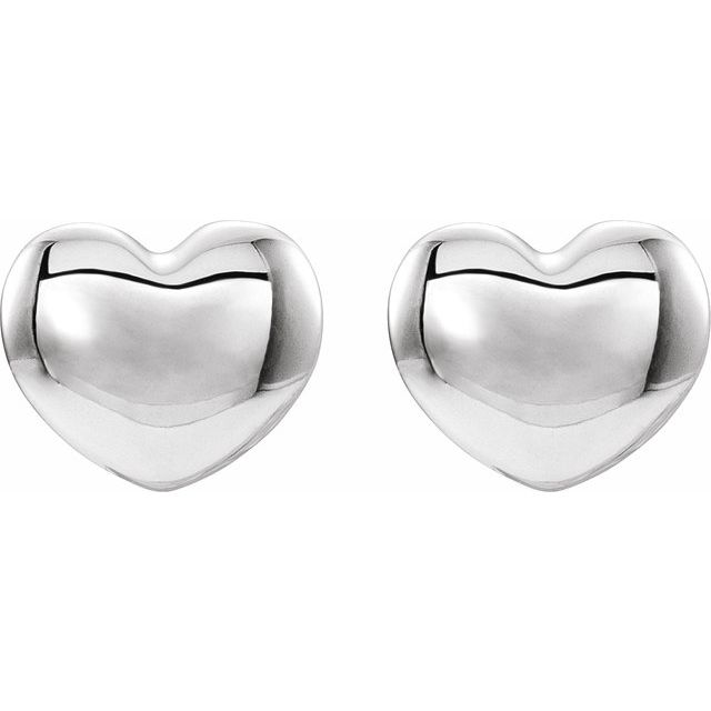 Sterling Silver 5.9x5.4 mm Youth Puffed Heart Earrings
