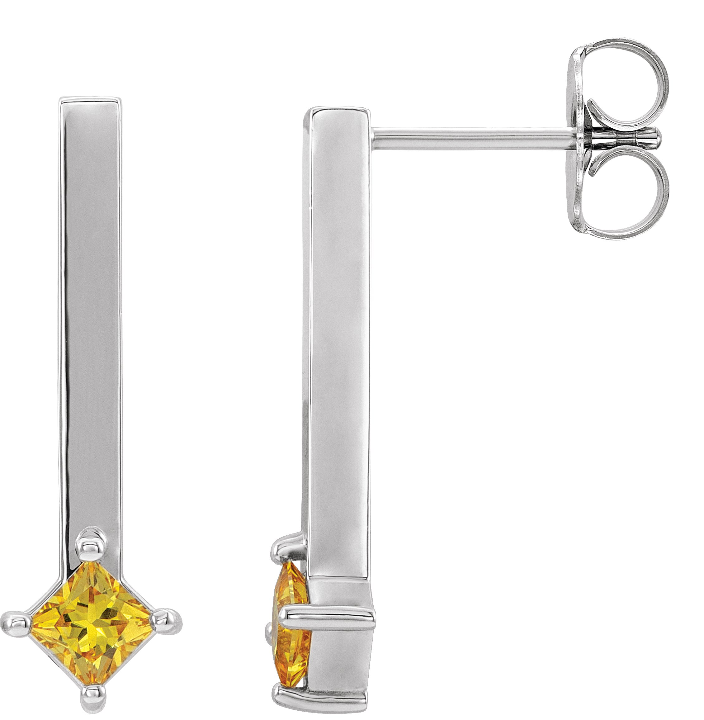 14K White Sapphire Bar Drop Earrings Ref 16285902