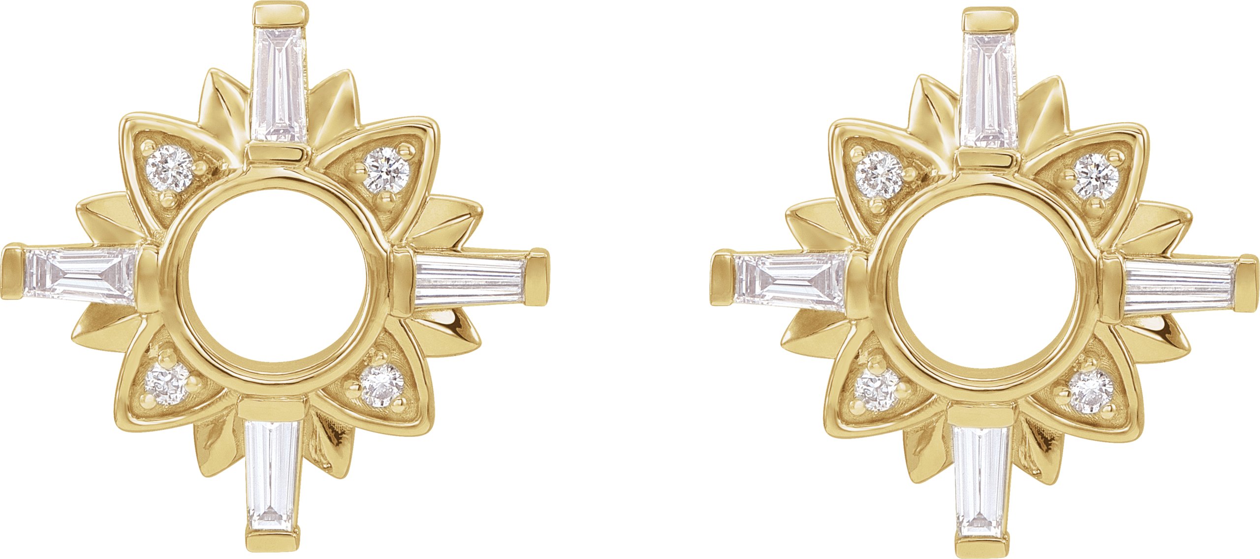 14K Yellow 1/2 CTW Diamond Starburst Earrings