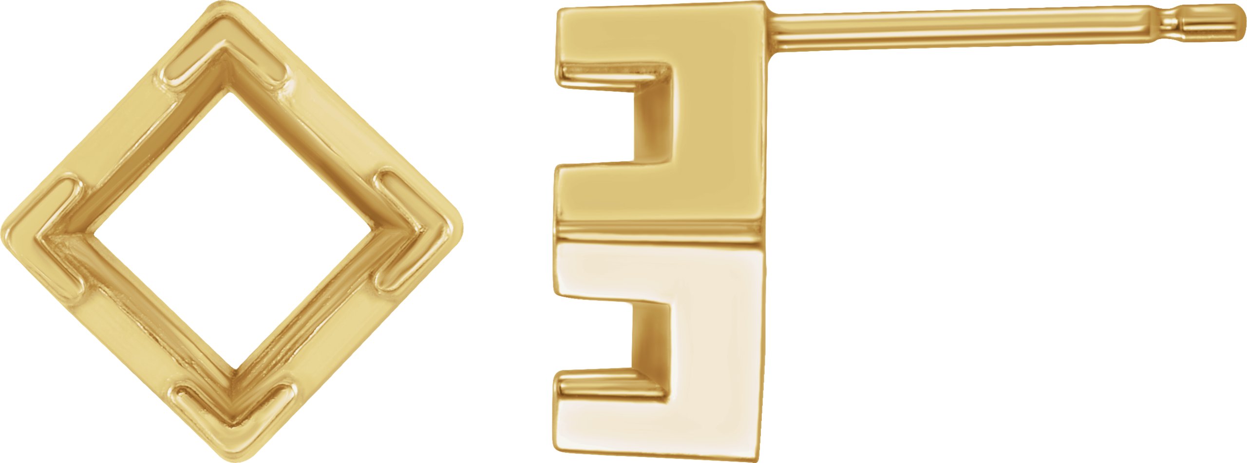 Square 4-Prong V-End Earrings